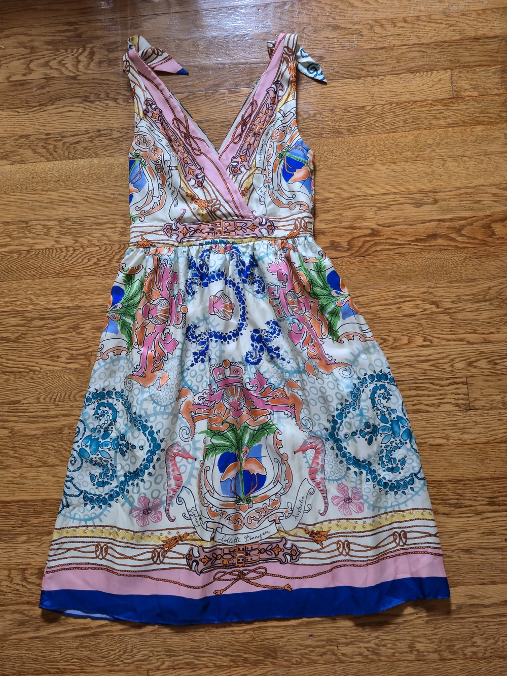 Anthropologie - Collette Dinnigan - Floral V-Neck, Tie-Shoulder Dress